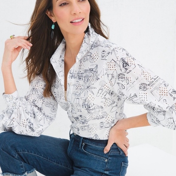 Chico’s Sanibel Eyelet Billow Sleeve Top Women’s Size 16/18 Chico’s size 3 - Picture 11 of 11